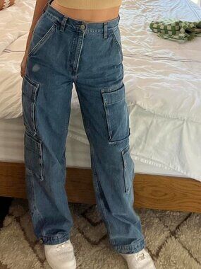 Aitzia denim cargo pants